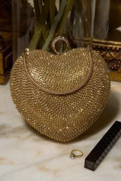 Sia & Stars Gold Starla Pouch – glamorous evening bags – sparkly going out accessories - flipped