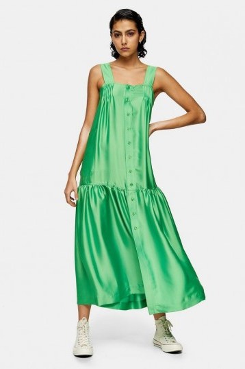 Green Drop Hem Pinafore Dress By Topshop Boutique - flipped