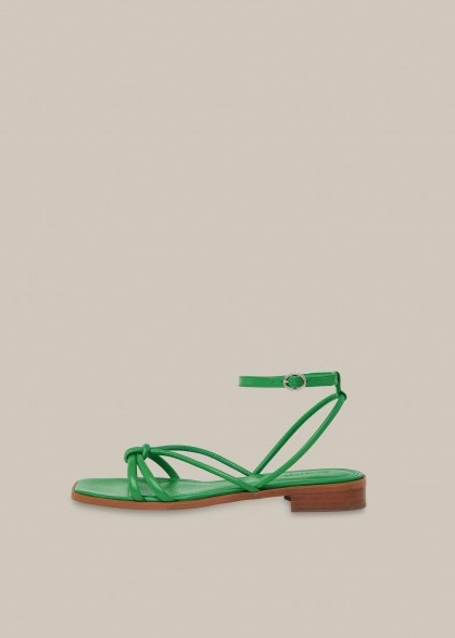 WHISTLES ROYA FLAT STRAPPY SANDAL GREEN / ankle strap flats - flipped
