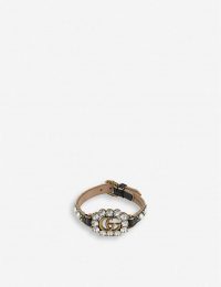 GUCCI GG Marmont crystal and leather bracelet ~ designer jewellery