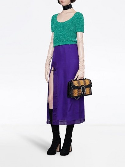 GUCCI open front skirt in purple silk - flipped