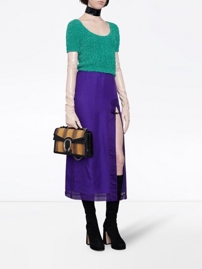 GUCCI open front skirt in purple silk