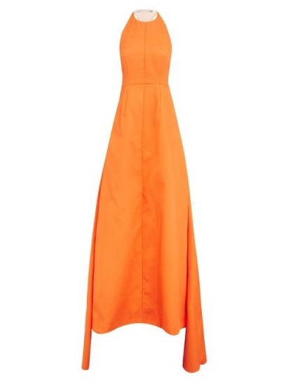 EMILIA WICKSTEAD Helosie orange racerback cloqué gown - flipped