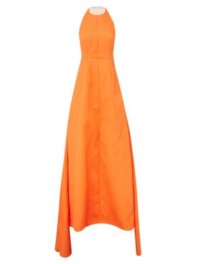 EMILIA WICKSTEAD Helosie orange racerback cloqué gown
