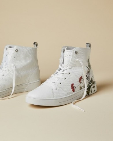 Ted Baker ZEREL Highland leather hi-top trainers white ~ feminine high tops - flipped