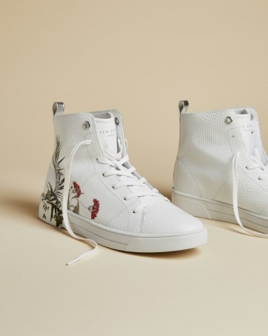 Ted Baker ZEREL Highland leather hi-top trainers white ~ feminine high tops