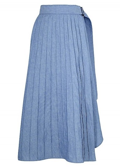 HYKE Blue pleated chambray skirt - flipped