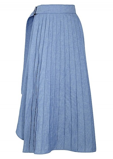 HYKE Blue pleated chambray skirt