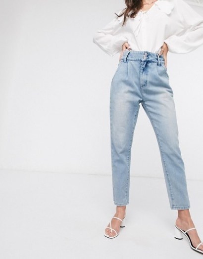 In The Style exclusive balloon pleat detail jeans in acid blue wash - flipped