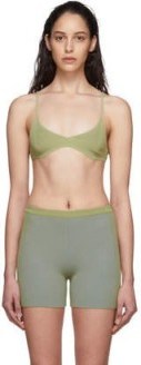 Bella Hadid green bikini top, Jacquemus ‘Le Bandeau Valensole’, on Instagram, 23 April 2020 | celebrity style - flipped