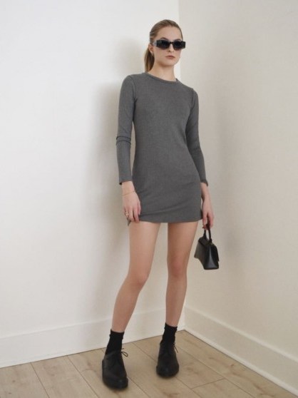 Reformation Jeanne Dress Heather Grey | sweater dresses - flipped