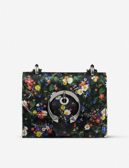 JIMMY CHOO Paris mini floral-print silk cross-body bag - flipped
