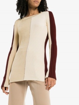 Joseph Panelled Ribbed Knit Sweater | colourblock jumpers - flipped