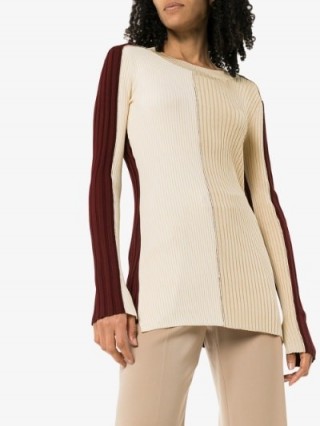 Joseph Panelled Ribbed Knit Sweater | colourblock jumpers