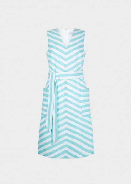 HOBBS JULIET DRESS AQUA WHITE ~ striped summer dresses - flipped