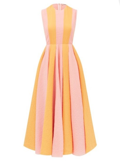 EMILIA WICKSTEAD Junie orange and pink striped cotton-blend seersucker dress