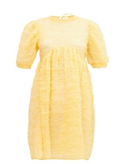 CECILIE BAHNSEN Kane Cloud yellow crinkle-organza dress - flipped