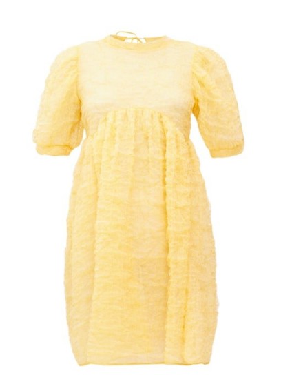 CECILIE BAHNSEN Kane Cloud yellow crinkle-organza dress