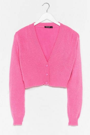 NASTY GAL Knit the Floor V-Neck Cropped Cardigan