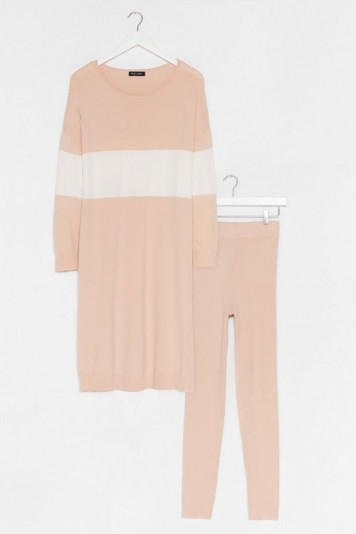 NASTY GAL Knit’s the Perfect Combination Legging Set Beige