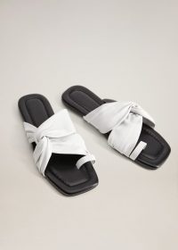 MANGO Cassie Knots leather sandals white