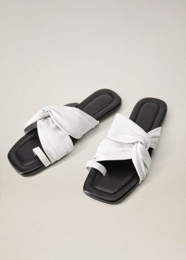 MANGO Cassie Knots leather sandals white - flipped