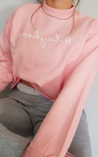 Ikrush Kya Lounge Cropped Jumper in Pink – slogan tops - flipped