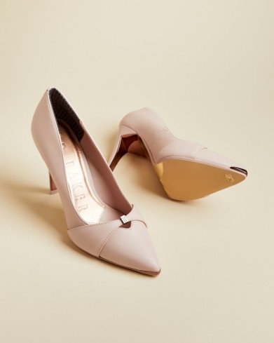 Ted Baker AXEALIL Leather bow strap court shoes pink ~ feminine courts