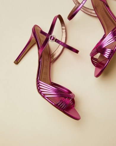Ted Baker INANNA Leather metallic strappy sandals fuchsia ~ party heels - flipped