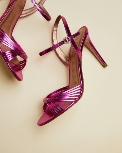 Ted Baker INANNA Leather metallic strappy sandals fuchsia ~ party heels