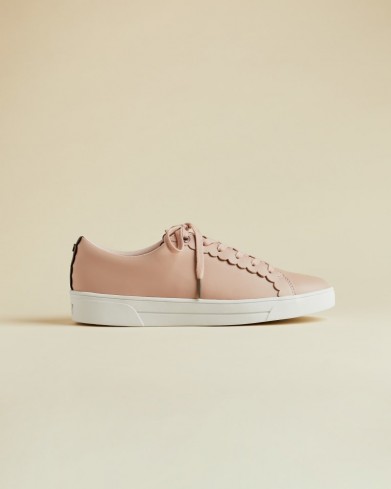 Ted Baker TILLYS Leather scalloped edge trainer pink ~ sports luxe footwear