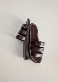 MANGO Trio Leather strap sandals wine