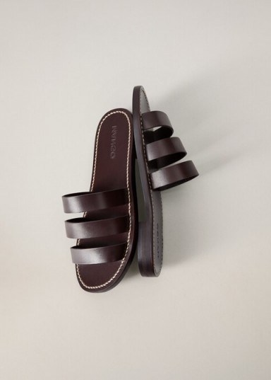 MANGO Trio Leather strap sandals wine - flipped
