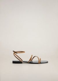 MANGO VERNE Leather straps sandals medium brown