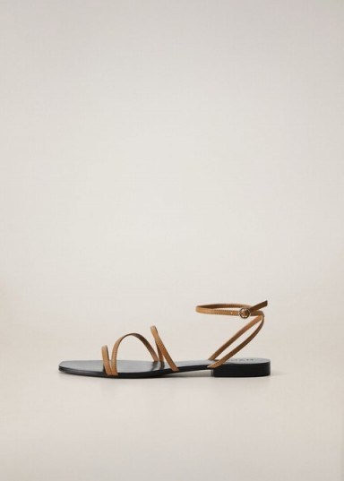 MANGO VERNE Leather straps sandals medium brown - flipped
