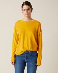 JIGSAW LINEN COTTON SLOUCHY JUMPER SUNFLOWER ~ yellow relaxed fit jumpers for spring