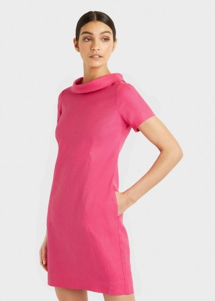 Hobbs LINEN PETRA DRESS Pink | vintage look dresses - flipped
