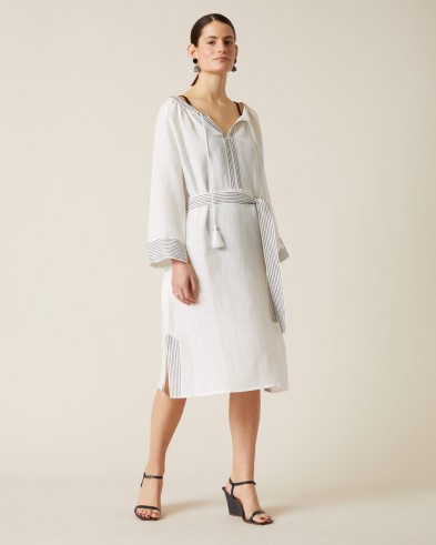 JIGSAW LIYA BELTED MIDI DRESS WHITE ~ loose fit summer dresses ~ effortless style clothing