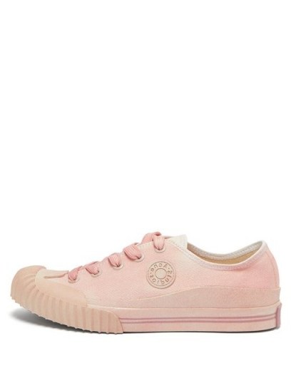 ACNE STUDIOS Pink logo-patch twill trainers | sports luxe shoes - flipped