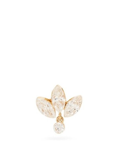 MARIA TASH Lotus diamond & 18kt gold single earring ~ floral earrings ~ diamonds - flipped