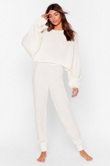 NASTY GAL Lounge Your Here Sweater and Joggers Lounge Set - flipped
