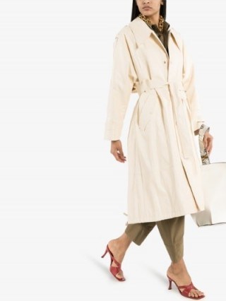 Low Classic Faux Leather Belted Trench Coat - flipped
