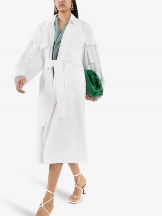 Low Classic Pocket Sleeve Belted Trench Coat in White - flipped
