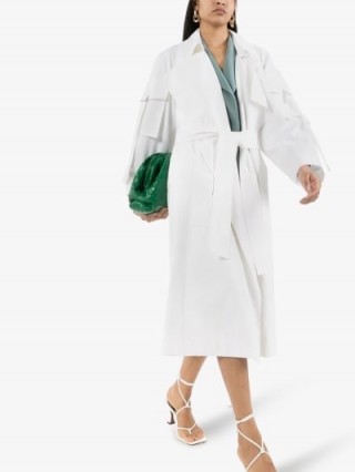 Low Classic Pocket Sleeve Belted Trench Coat in White