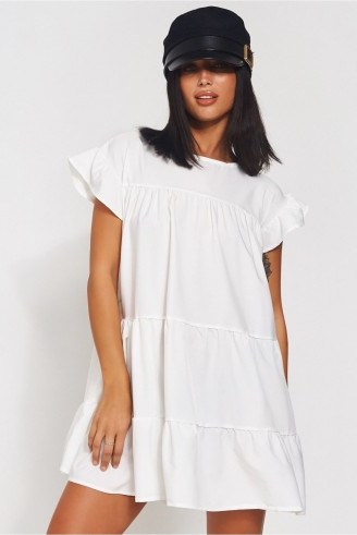 The Fashion Bible LUCA PETITE WHITE FRILL SMOCK DRESS - flipped