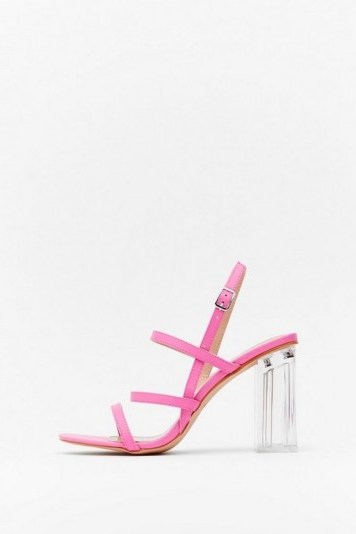 NASTY GAL Lucite Dreaming Strappy Clear Heels ~ transparent block heel - flipped