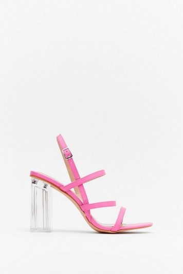 NASTY GAL Lucite Dreaming Strappy Clear Heels ~ transparent block heel