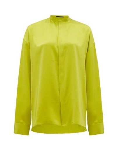 HAIDER ACKERMANN Mandarin-collar silk-satin blouse chartreuse - flipped