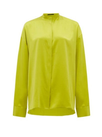 HAIDER ACKERMANN Mandarin-collar silk-satin blouse chartreuse