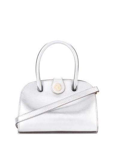 MANU ATELIER Ladybird mini tote in silver leather | small luxe handbag - flipped